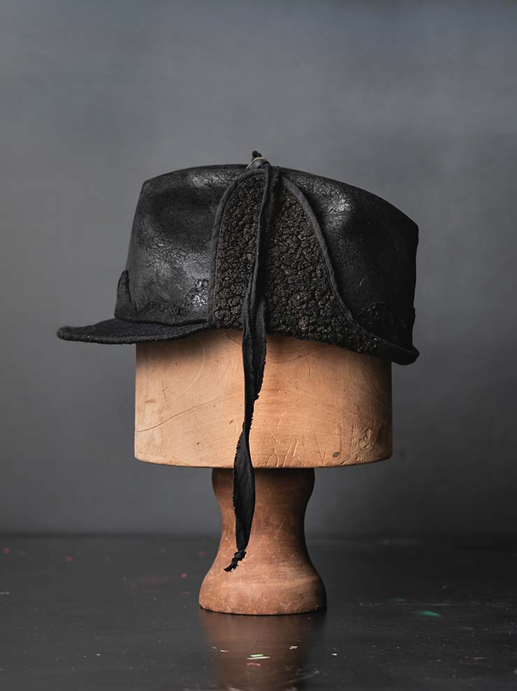HORISAKI<br>ONE OF A KIND COLLECTION ラビットファーフェルトイヤーフラップ付きハット OOAK25 NO.43 / BLACK HB