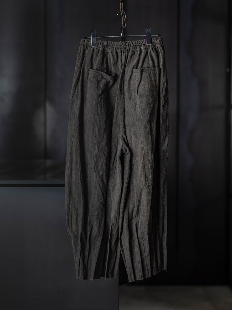CHIAHUNG-SU<br>UNISEX HAND DYED PLEATED WIDE TROUSER / UNEVEN GREY