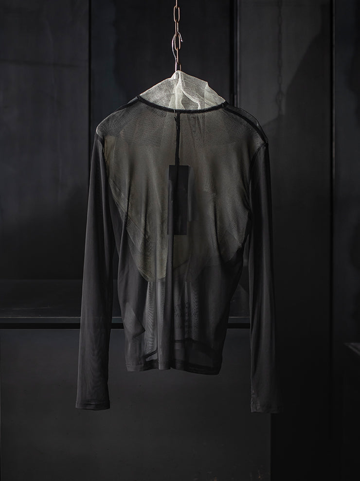 IA LONDON<br>WOMENS FITTED MESH TOP / SEMI-COUTURE PRINT