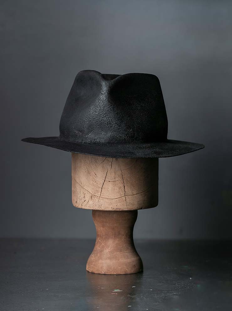 HORISAKI<br> Rabbit fur felt hard burnt hat RHB006 / BLACK