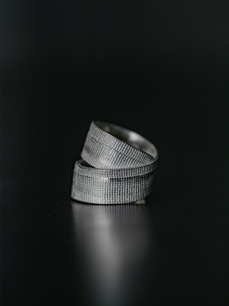 DETAJ<br> 2-BANDAGE SILVER RING / 2-VTGR04 / VINTAGE WHITE