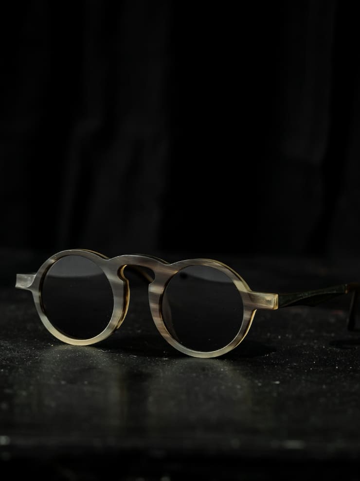 UMA WANG × RIGARDS <br>Water Buffalo Horn x Beta Titanium Sunglasses / CAMO