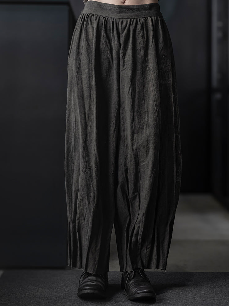 CHIAHUNG-SU<br>UNISEX HAND DYED PLEATED WIDE TROUSER / UNEVEN GREY