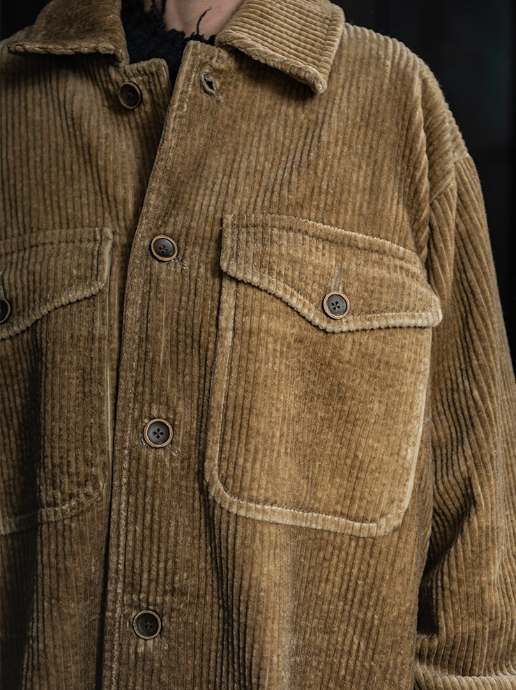 UMA WANG<br> MENS CORDUROY JACKET / TAN
