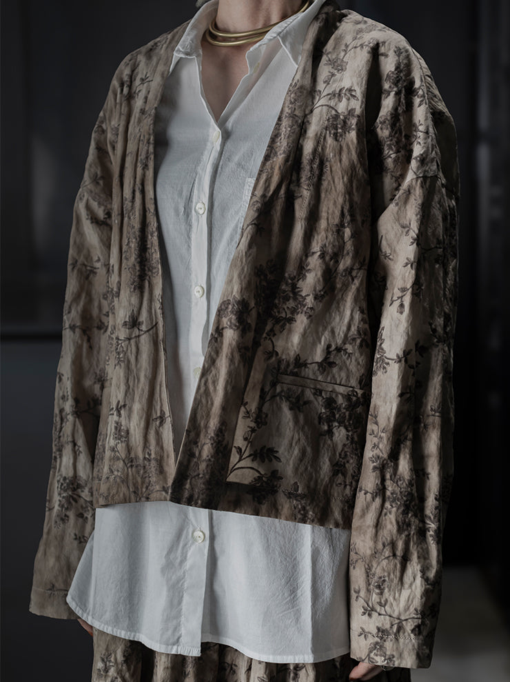 UMA WANG <br>WOMENS フラワープリントジャケット / DIRTY WHITE × GREY