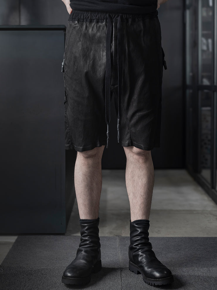 ISAAC SELLAM EXPERIENCE<br> MENS LEATHER SHORTS / NOIR
