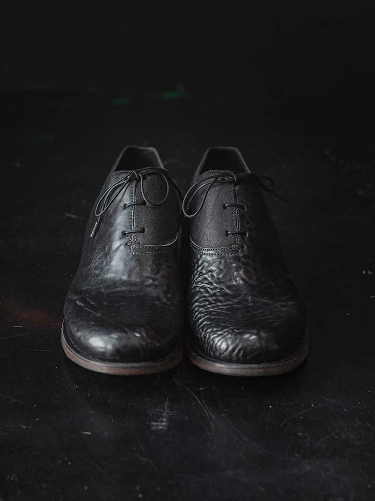 EMATYTE<br> MENS Horse Leather Washed Culatta Shoes / BLACK