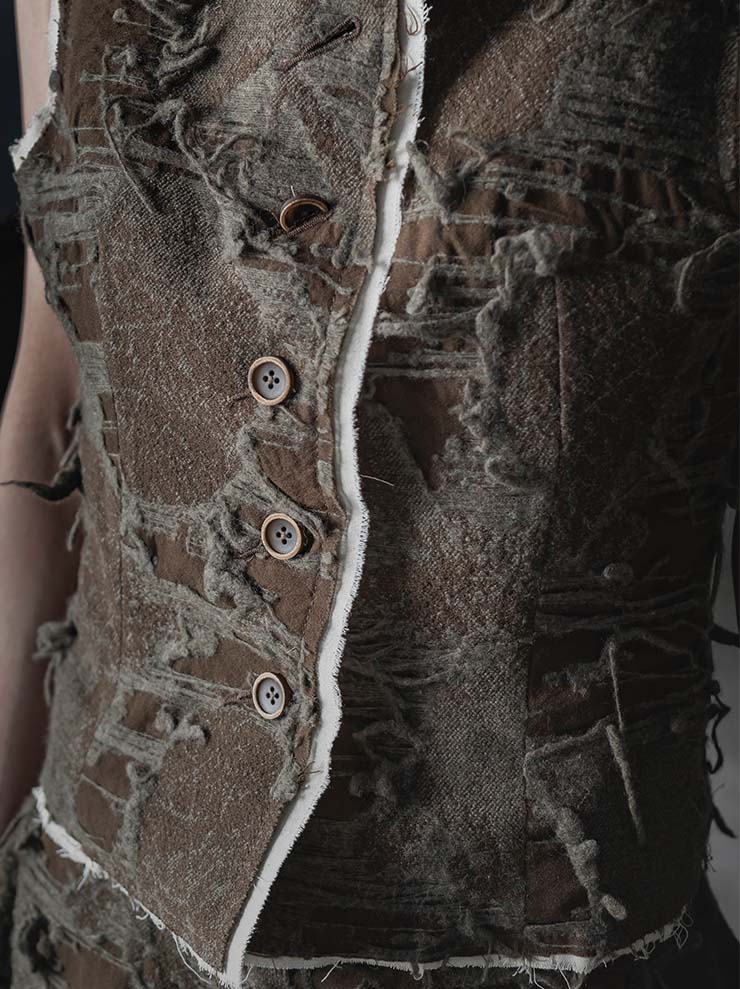 UMA WANG <br>WOMENS スリーブレスジャケット / BROWN × GREY