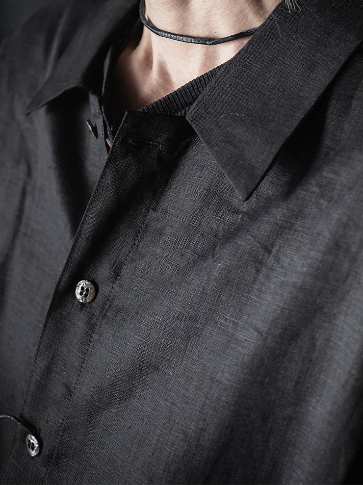 K’ANG <br>Unisex oversized back pleated shirt / BLACK