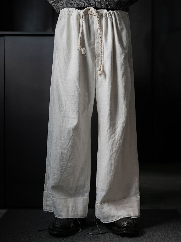 MONAD<br> Lewis Relaxed wide leg Drawcord Pant / Natural/Undyed