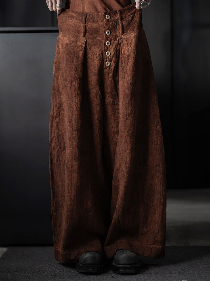 KINYAN LAM<br>WOMENS Natural Dye Jacquard Balloon Cut Trousers / Brown