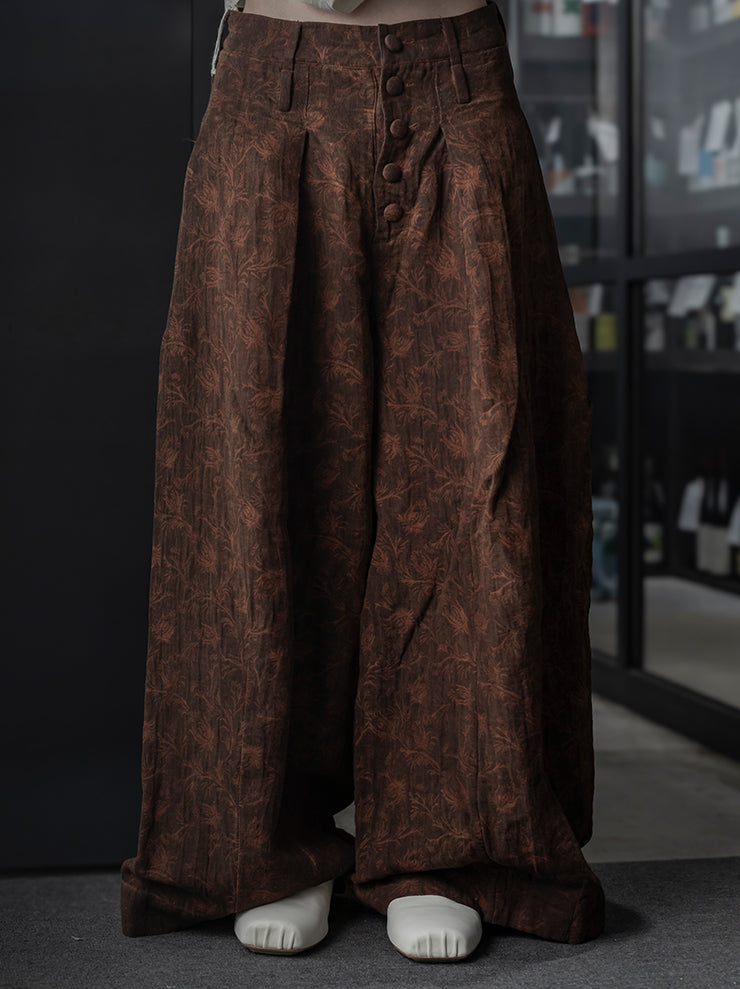 KINYAN LAM<br> WOMENS Natural Dye Jacquard Balloon Trousers / BROWN