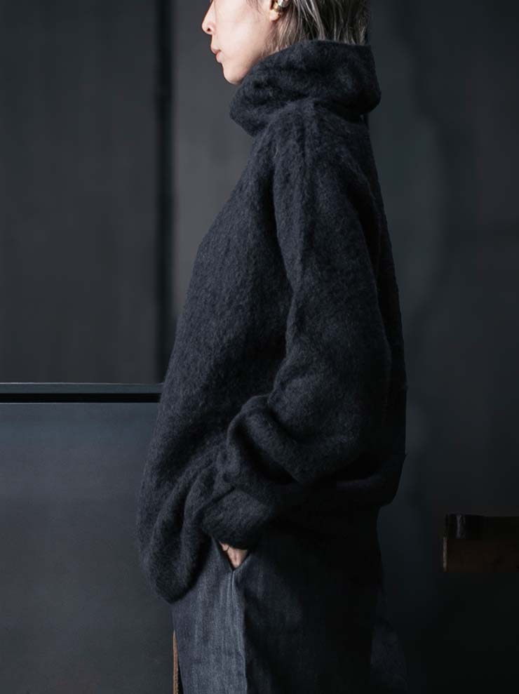 UMA WANG<br> WOMENS HIGH NECK LONG SLEEVE KNIT / BLACK