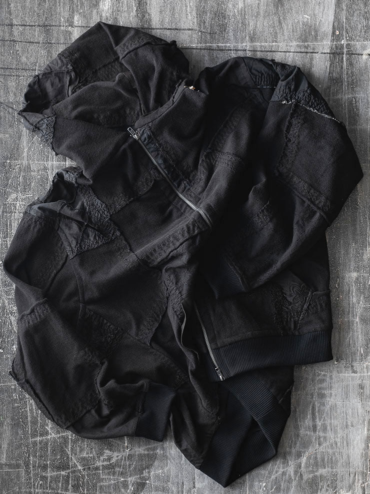 By Walid<br>UNISEX ZIP UP HOODIE / BLACK / SIZE S