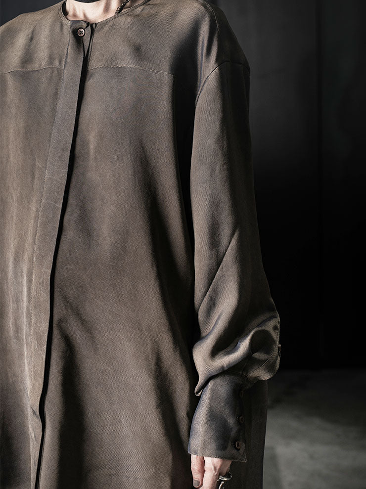 UMA WANG<br>WOMENS TAFFE TOP / GREY BROWN
