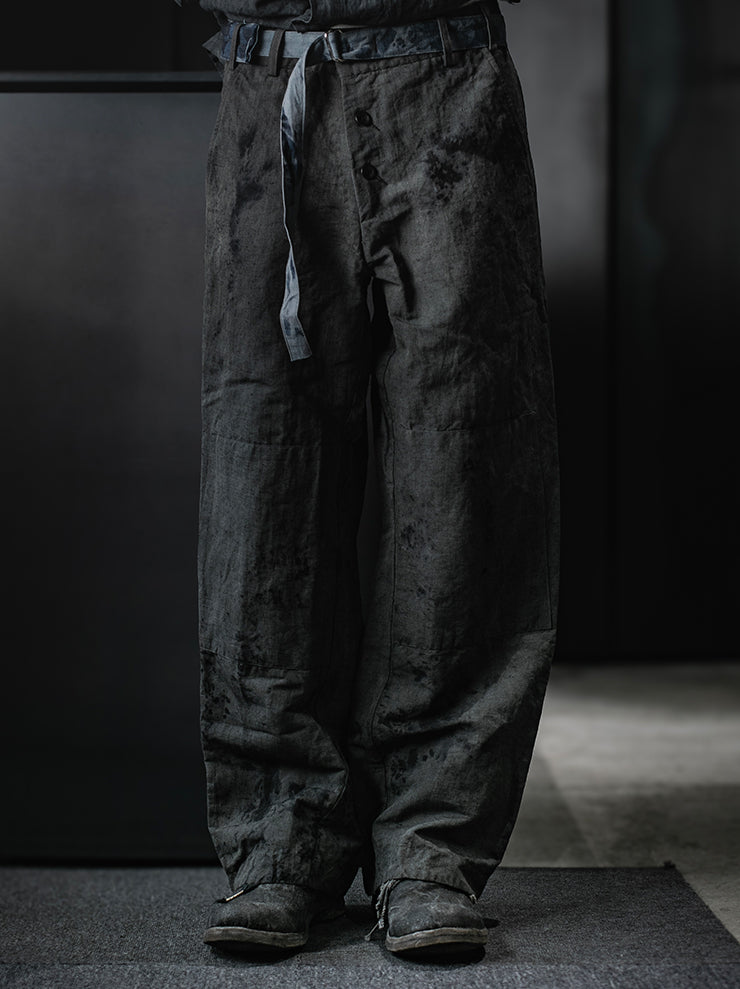 ATELIER SUPPAN<br>MEN'S Blue-green hemp TROUSERS / E26-08