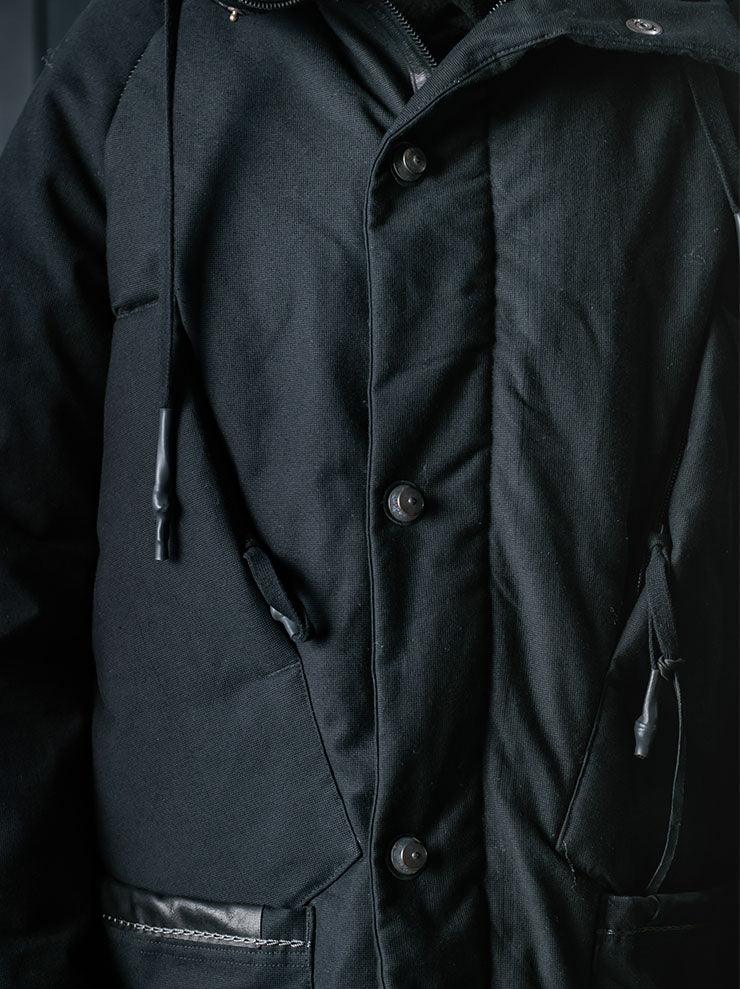 69 BY ISAAC SELLAM<br>MENS パッデッドパーカーコート / NOIR