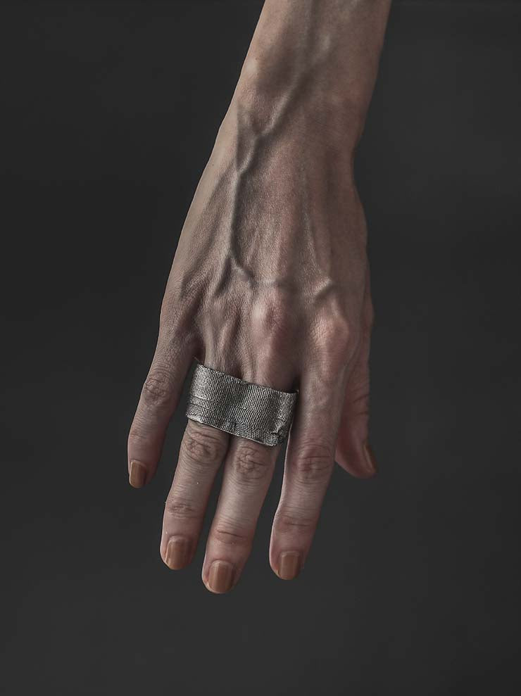 DETAJ<br> BANDAGE FIT DOUBLE RING / VINTAGE SILVER