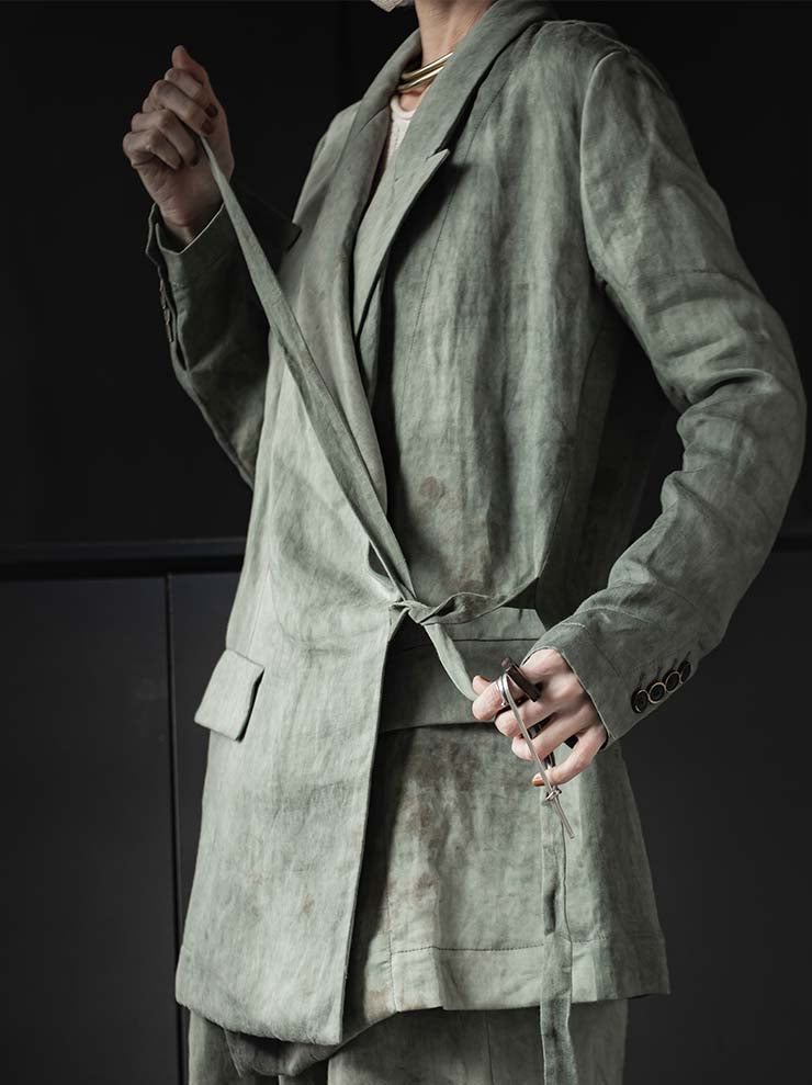 UMA WANG<br> WOMENS LINEN COTTON JACKET / VENICE BLUE