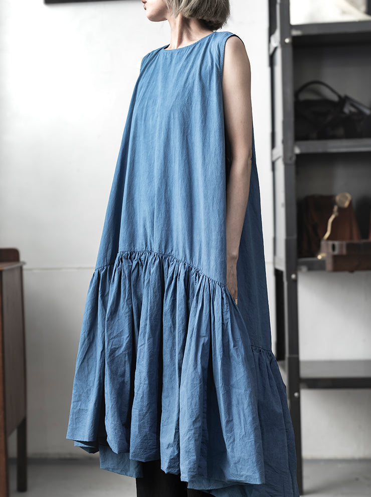 KINYAN LAM<br> WOMENS Natural Dye Balloon Dress / INDIGO SKY BLUE