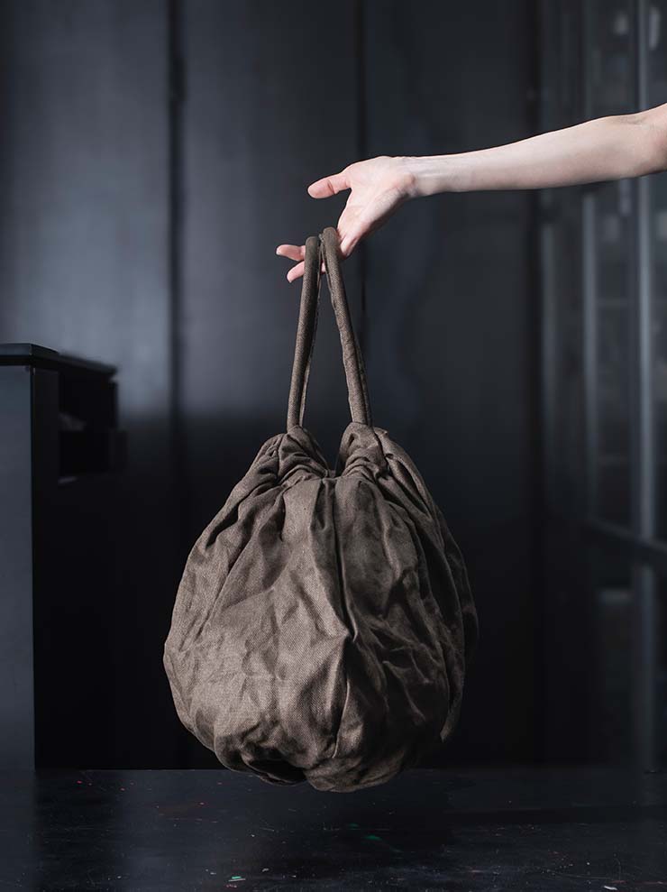 TUFORÉE<br> Linen bag / GAT LARGE / DARK BROWN