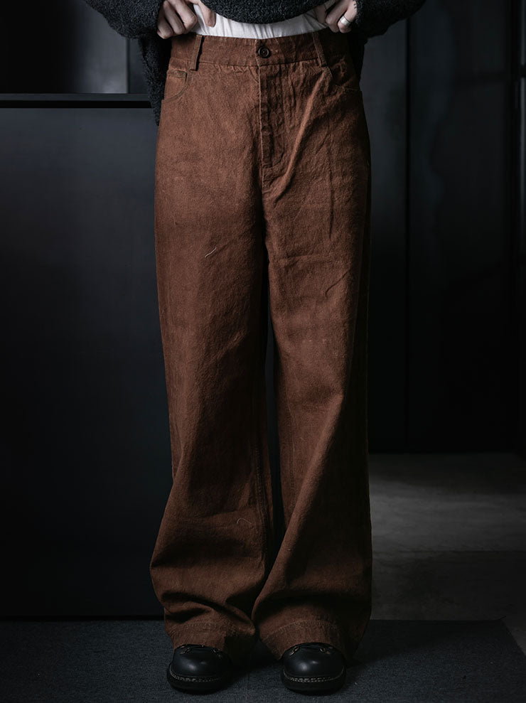 KINYAN LAM<br>UNISEX Natural Dye Hand Embroidery Straight Fit Jeans / Brown