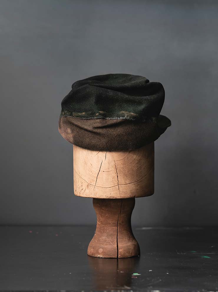 HORISAKI<br>ONE OF A KIND COLLECTION ラビットファーフェルトハンドダイハット OOAK25 NO.46 / GREEN MELANGE EB