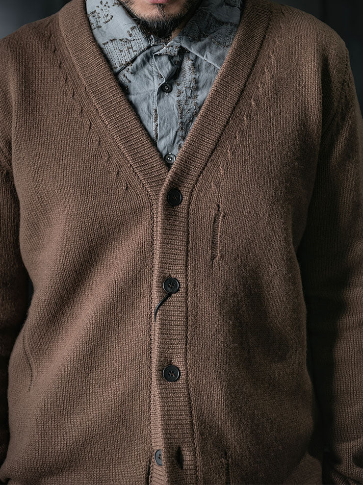 K'ANG<br>UNISEX V-NECK NO-SEAM CARDIGAN / BROWN