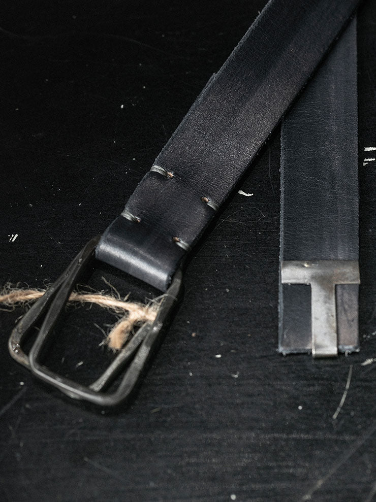 tagliovivo<br>ツインレクタングラーバックルソフトレザーベルト Hand-Dyed Calf / Onyx