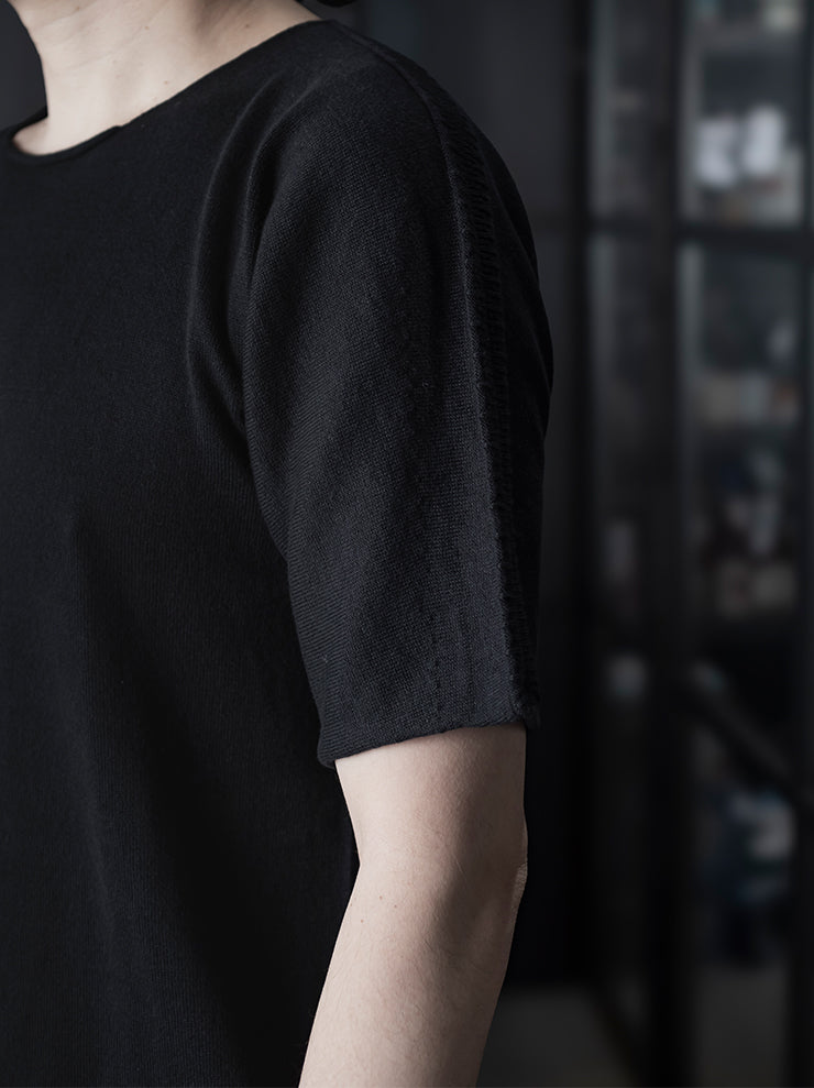 ISAAC SELLAM EXPERIENCE<br>MENS コットンニットTシャツ / NOIR