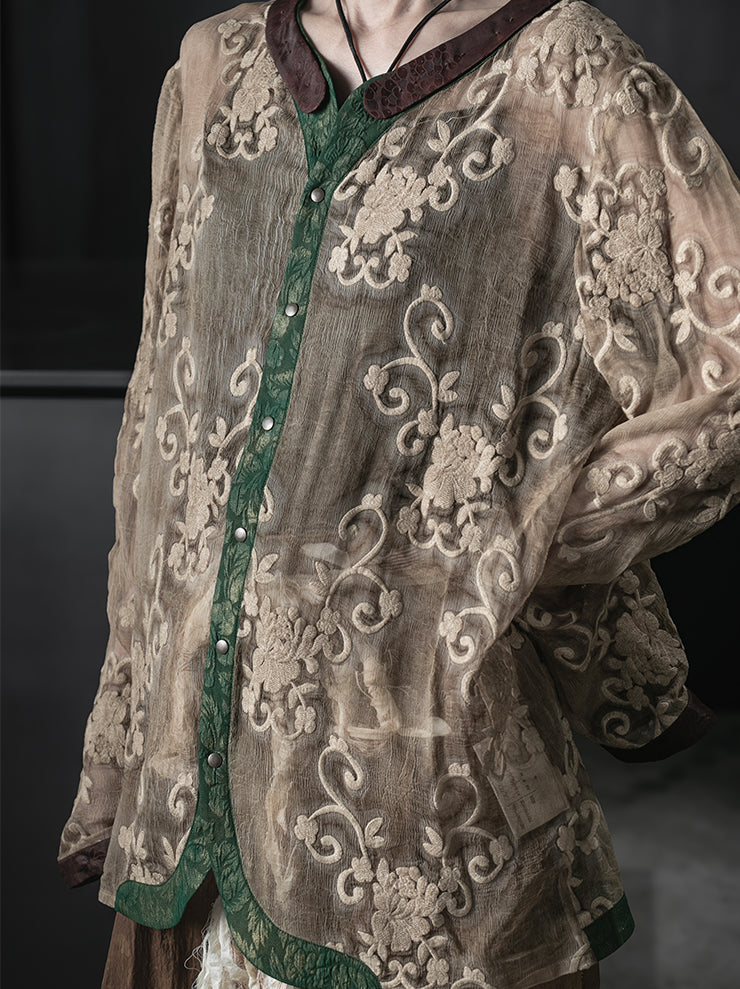 COMMUNS<br>WOMENS SILK SHIRT / Beige Flora