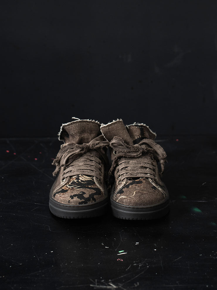UMA WANG<br> WOMENS printed low-cut sneakers / ROSE × BLACK