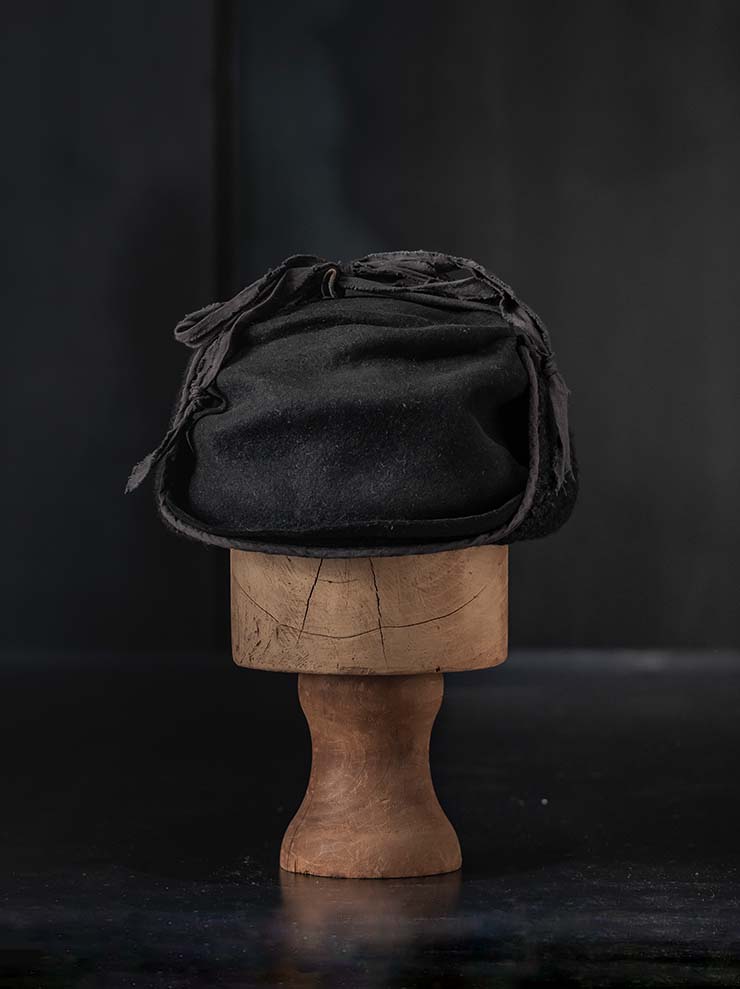 HORISAKI<br> Rabbit fur felt cap with ears RHNOSK / BLACK EB