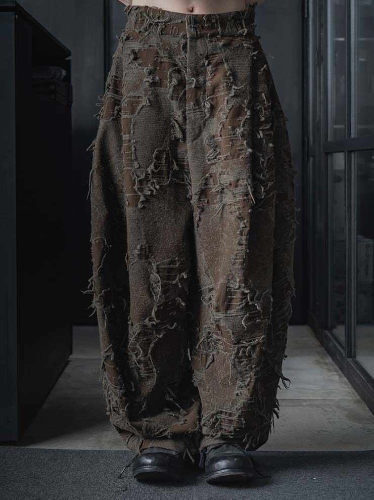 UMA WANG<br> WOMENS TROUSER / BROWN × GREY