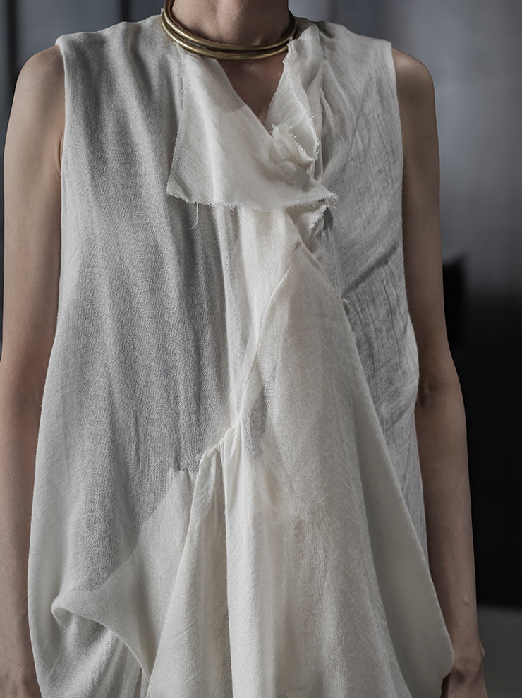 CHIAHUNG-SU<br> WOMENS HAND WOVEN STRAPPING DRESS / WHITE