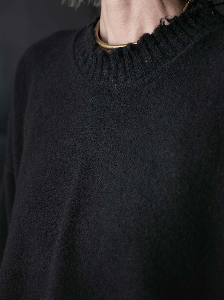 UMA WANG<br> WOMENS CASHMERE LONG SLEEVE KNIT / BLACK