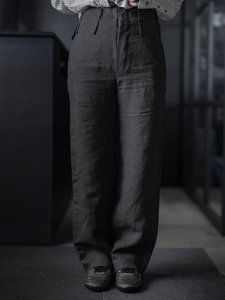 K'ANG<br>UNISEX HIGH-WAIST WIDE FIT TROUSERS / DARK GREY
