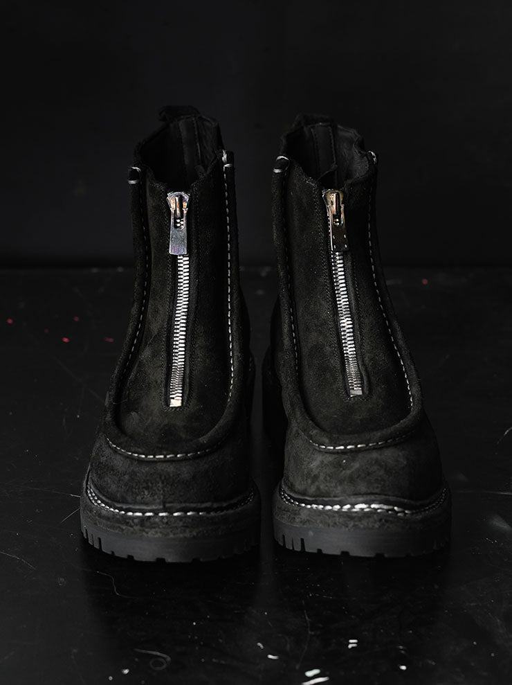 GUIDI<br> Men's Front Zip Paraboot NTP05FZ Black/Reverse Calf