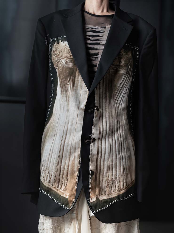 IA LONDON<br> WOMENS OVERSIZED HAND-STITCHED BLAZER / CORSET PRINT