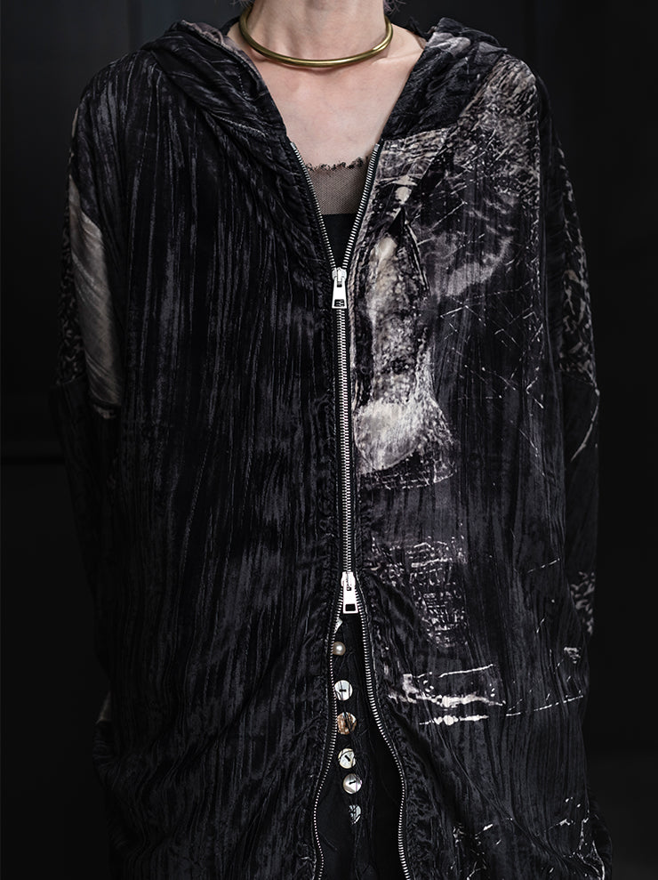 BARBARA BOLOGNA<br> WOMENS PRINTED BASIC HOODIE ZIP JACKET