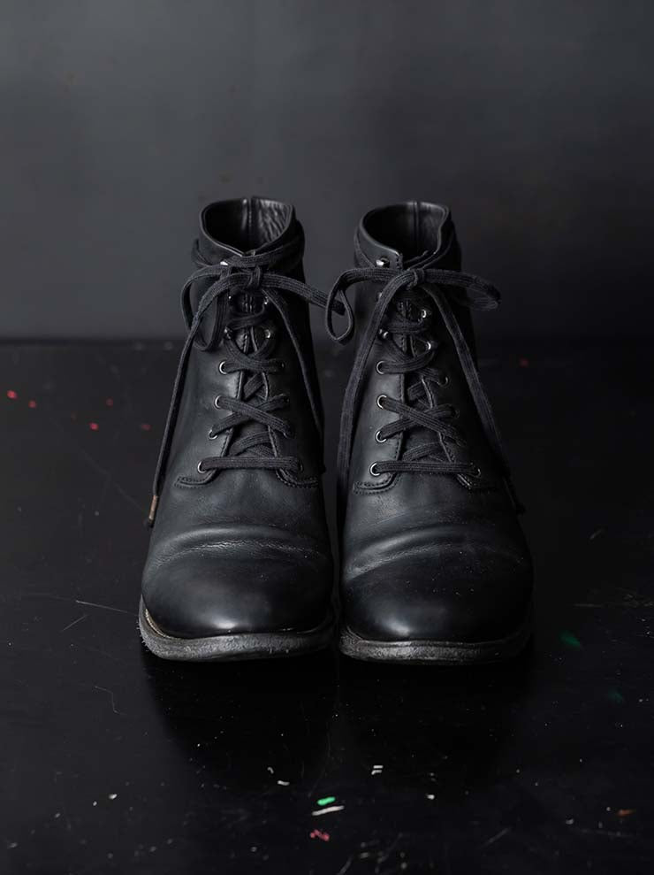 EMATYTE<br>MENS Horse Leather Culatta Object Dyed Lace-up Bootss / BLACK