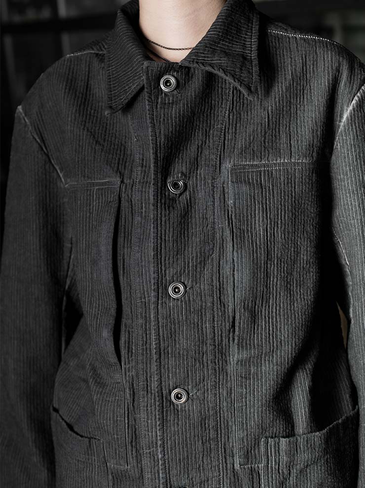 69 by ISAAC SELLAM <br>MENS Striped Work Jacket / PLOMB