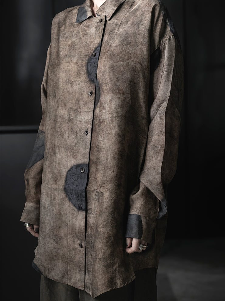 UMA WANG<br>WOMENS TEAYS TOP / BROWN/BLUE