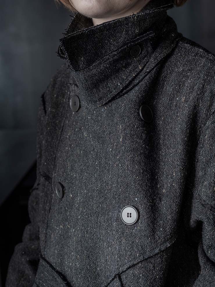 K'ANG<br>UNISEX SANPIETRINI PACHED DOUBLE BREASTED COAT / DARK GREY