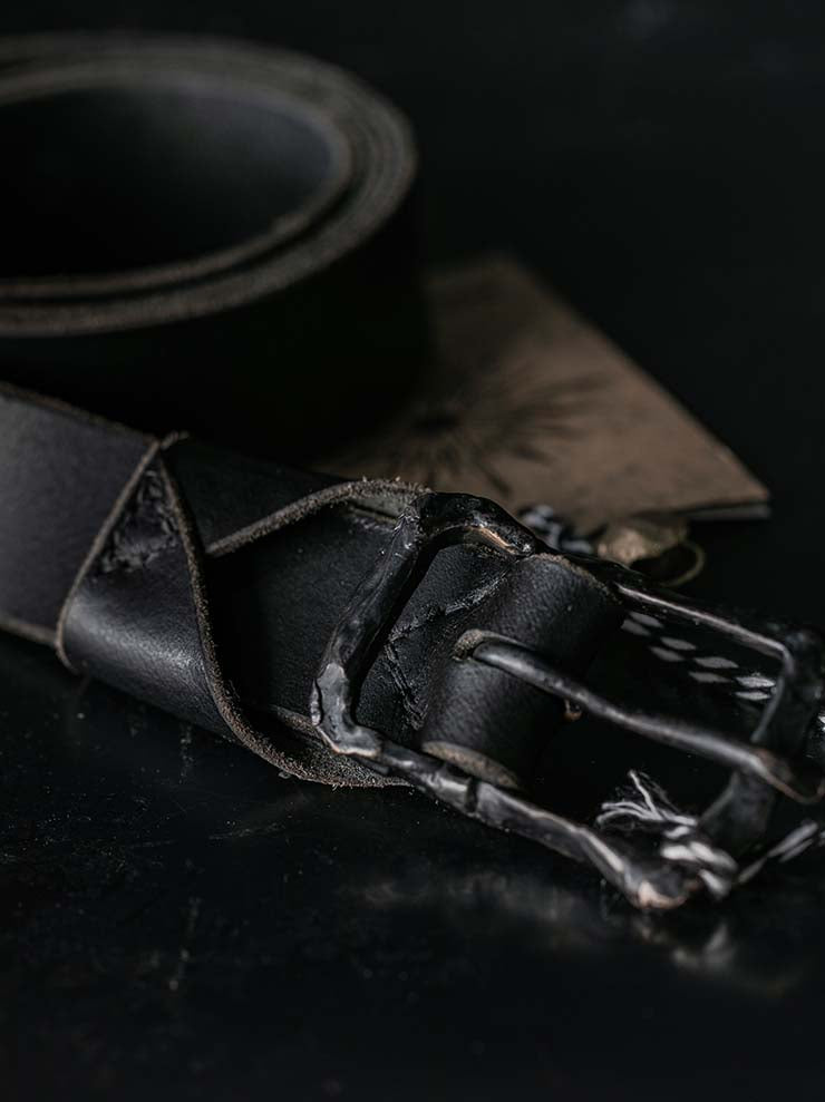 P.R. PATTERSON<br>HAND-CAST RECTANGULAR BRONZE BUCKLE BELT / BLACK PATINA