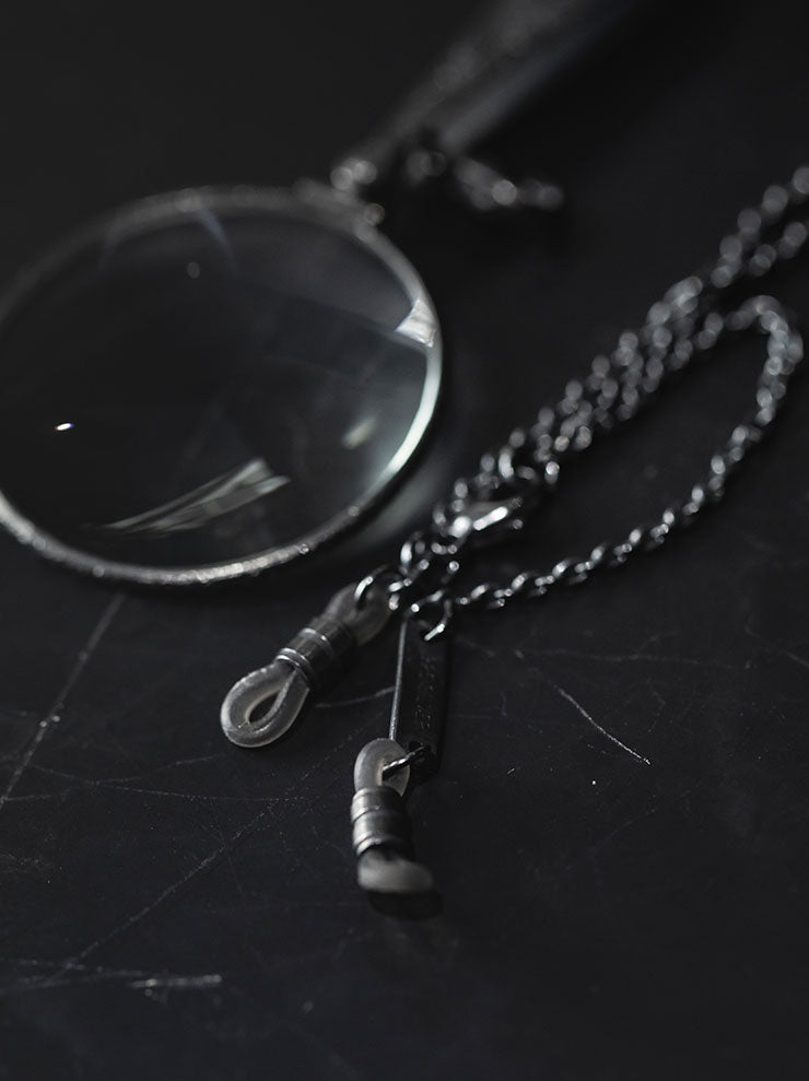 RIGARDS<br/>STERLING SILVER EXTENDABLE MAGNIFYING LOUPE NECKLACE / BLACK / AT011AG