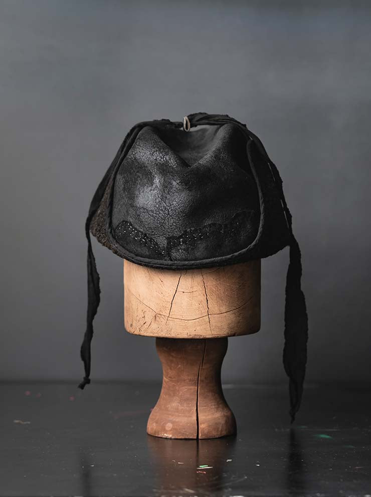 HORISAKI<br>ONE OF A KIND COLLECTION ラビットファーフェルトイヤーフラップ付きハット OOAK25 NO.43 / BLACK HB