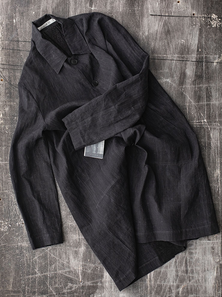 K'ANG<br> MENS BACK / ELBOW SPLIT LATER UNLINED DUST COAT / BLACK