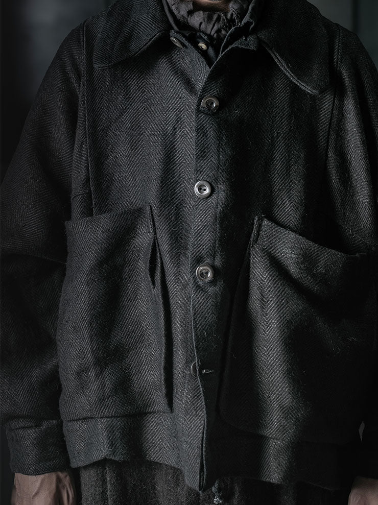GATHERING<br>UNISEX FARMER JACKET / INDIGO BLACK