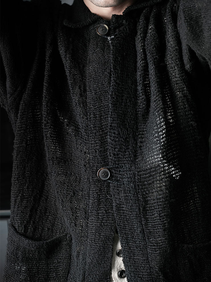 toward(s)<br>CARDIGAN IN BURNT COAL DYE TEXTURED COTTON / BLACK